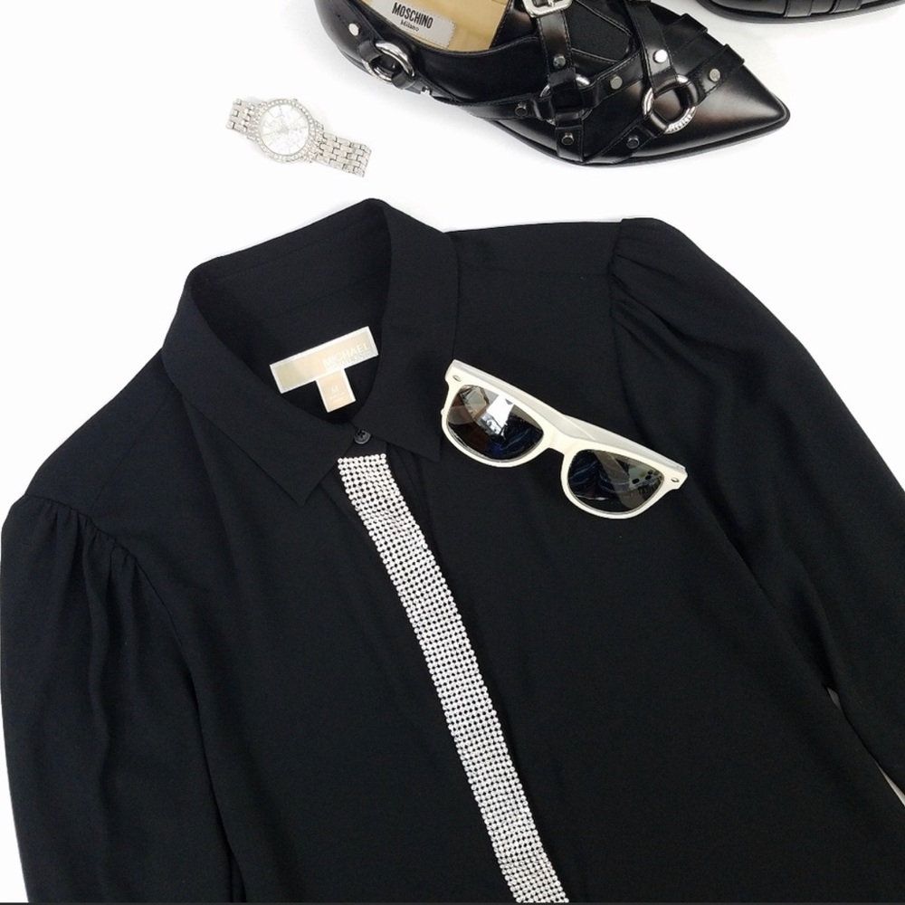 Michael Kors Rhinestone Blouse | black | M